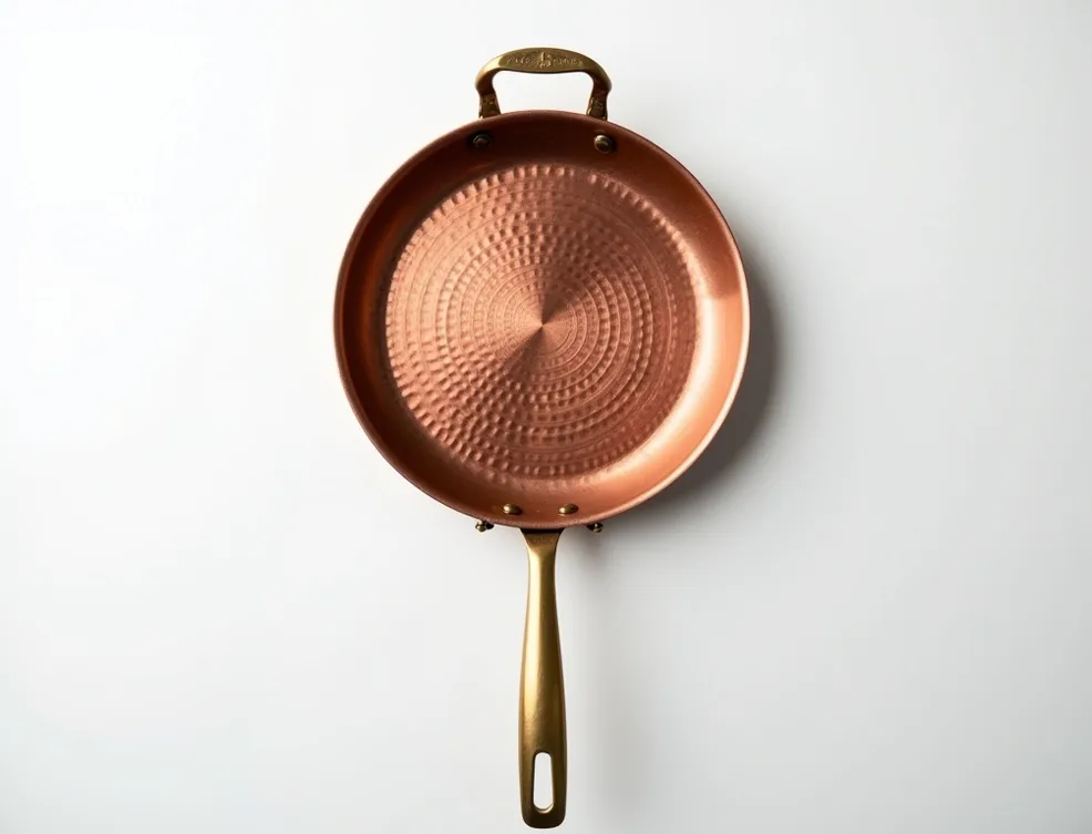 Baumalu hammered copper frying pan 28cm with tin lining and brass handle